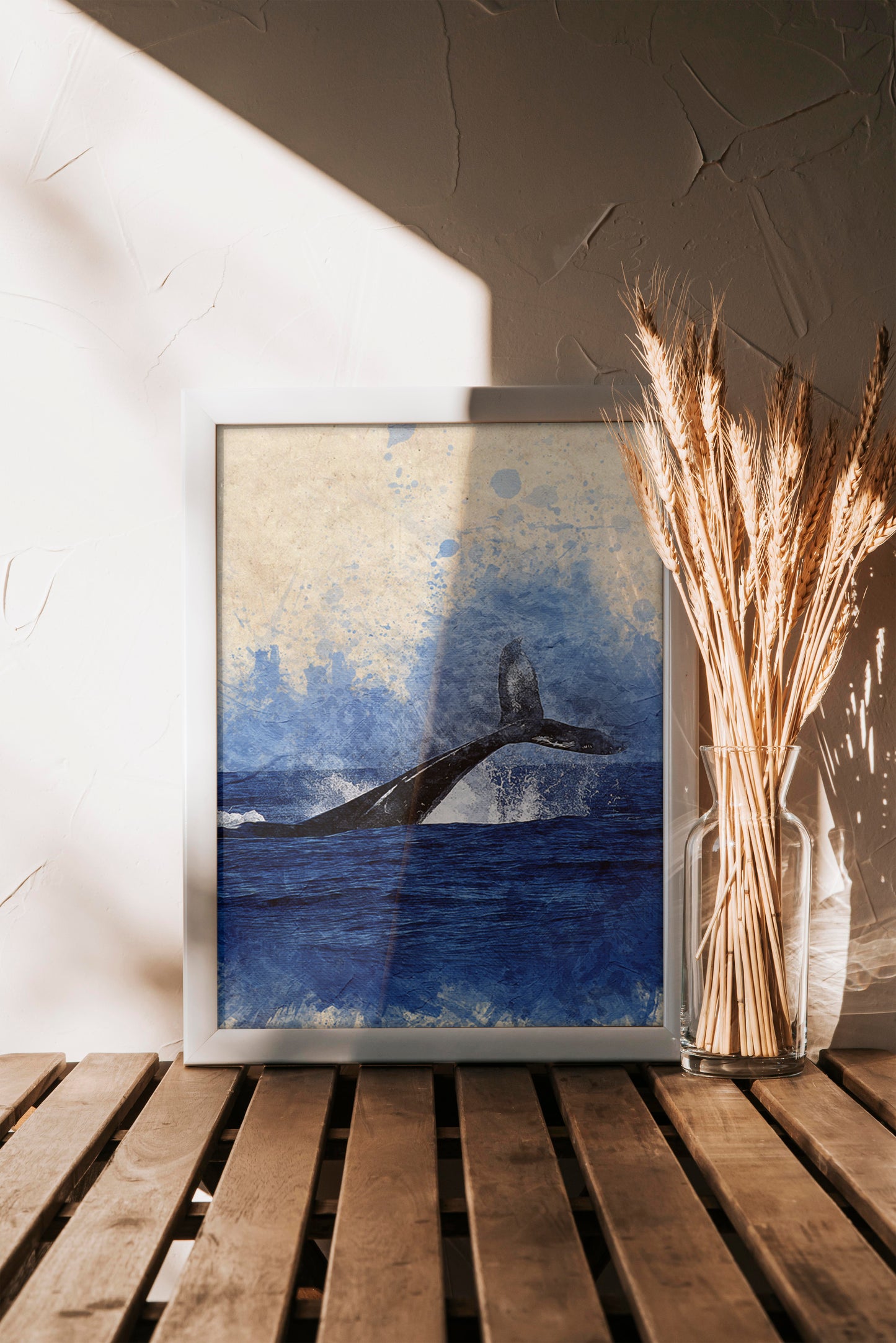 Whale Digital Art Poster | Ocean Splash Watercolour Wall Print