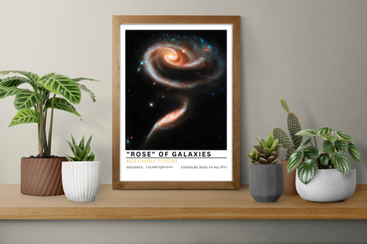 Rose of Galaxies Digital Art Poster | Hubble Telescope Interacting Galaxies Print