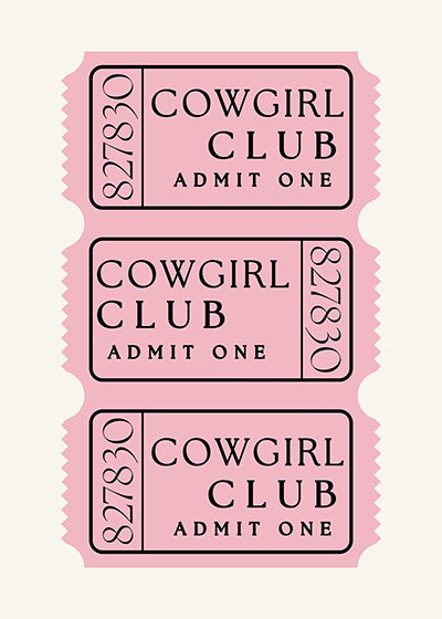 “Cowgirl Club” Ticket Art – Pink Western Bachelorette Digital Print