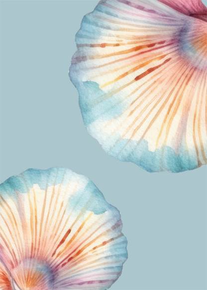 Watercolour Seashell Wall Art Poster | Coastal Beach Digital Print