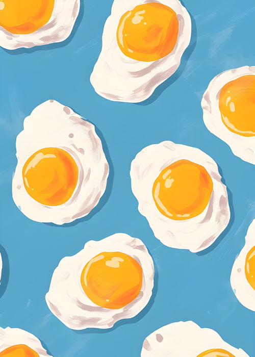 Fried Egg Pop Art Poster – Quirky Breakfast Pattern Wall Decor