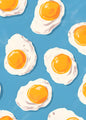Fried Egg Pop Art Poster – Quirky Breakfast Pattern Wall Decor