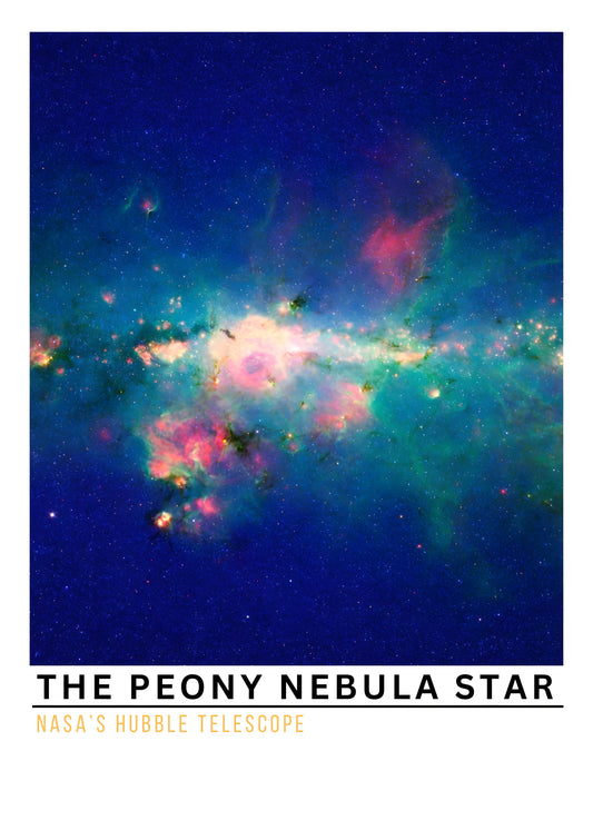 Peony Nebula Star Digital Art Poster | NASA Hubble Space Wall Print