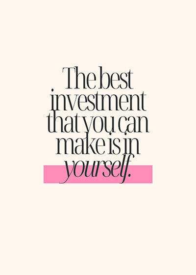 "The Best Investment Is in Yourself" Minimalist Self-Love Quote – Digital Wall Art