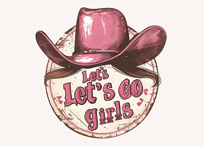 “Let’s Go Girls” Pink Cowgirl Art – Western Bachelorette
