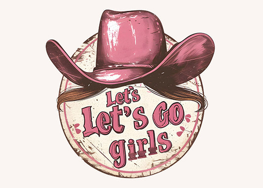 “Let’s Go Girls” Pink Cowgirl Art – Western Bachelorette