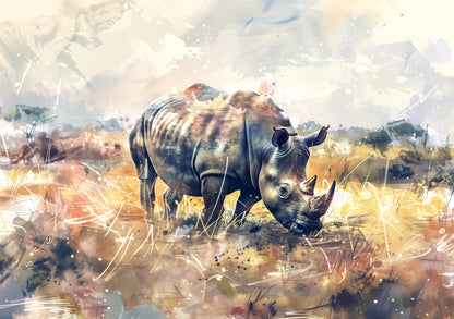 Rhino Grazing Poster – Artistic & Elegant Wall Art