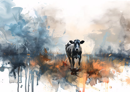 Cow Water Colour Poster – Artistic & Elegant Wall Art