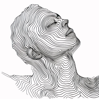 Contour Line Face Art – Modern Minimalist Wall Decor Black