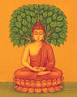 Buddha Meditation Digital Art – Bodhi Tree & Lotus | Spiritual Wall Decor