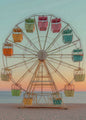 Colorful Ferris Wheel at Sunset on the Beach – Whimsical Digital Art Print