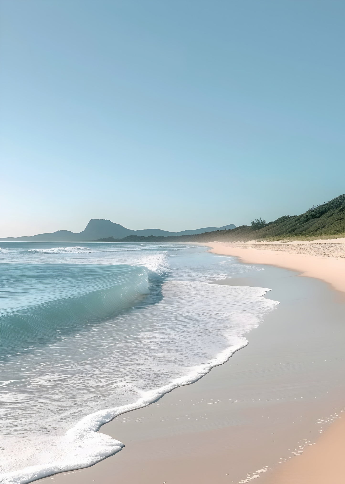Tropical Seashore with Rolling Waves – Coastal Beach Digital Art Poster