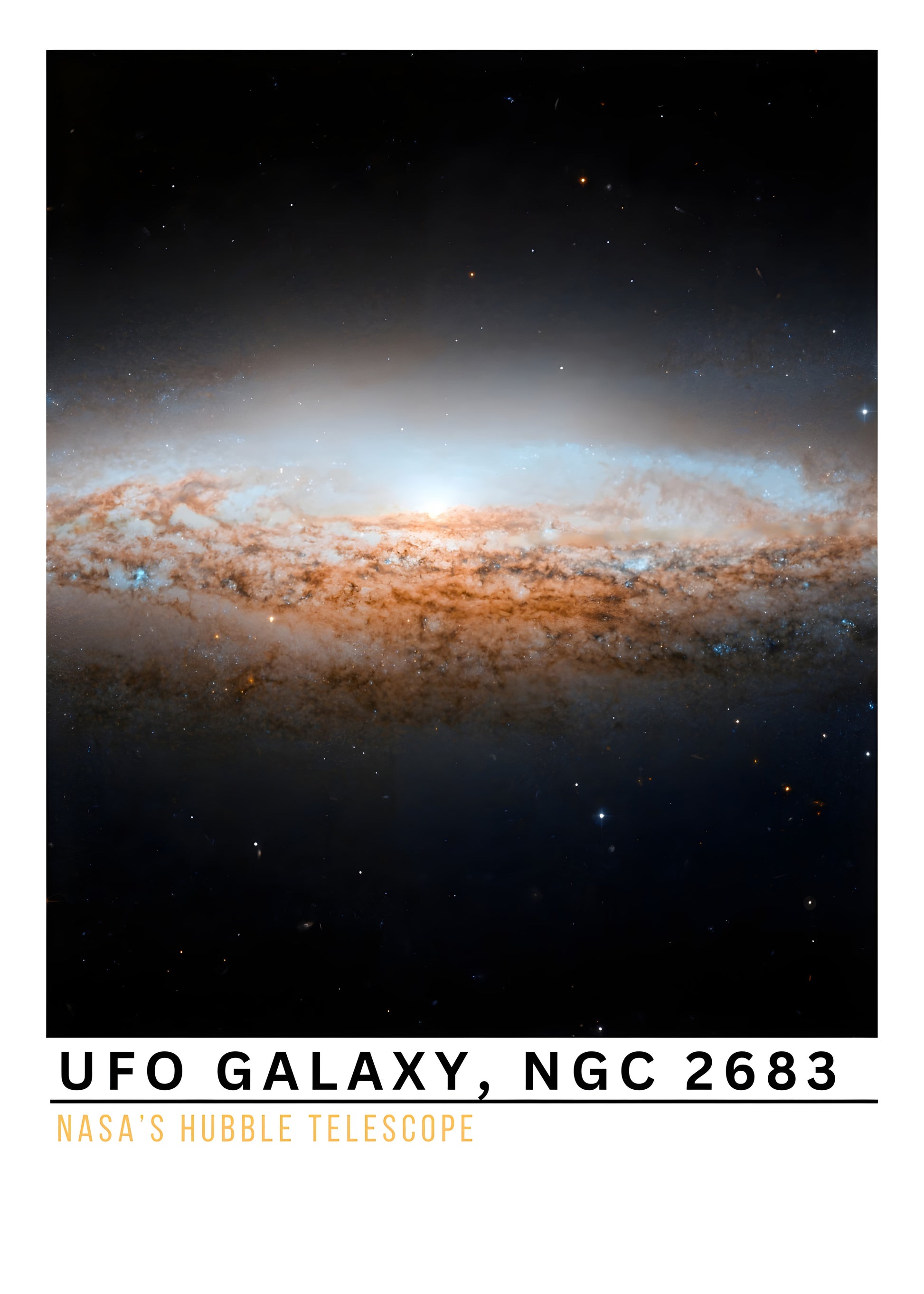 UFO Galaxy NGC 2683 Digital Space Art Print | NASA Hubble Telescope Astronomy Poster
