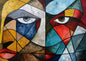 Modern Cubist Abstract Face Art Canvas | Bold Geometric Wall Decor