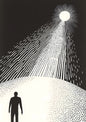 Surreal Cosmic Lightbeam Wall Art | Minimalist Human & Sun Silhouette Print | Digital Download