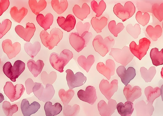 Pink & Purple Watercolor Heart Pattern – Romantic Digital Art Print for Wall Decor