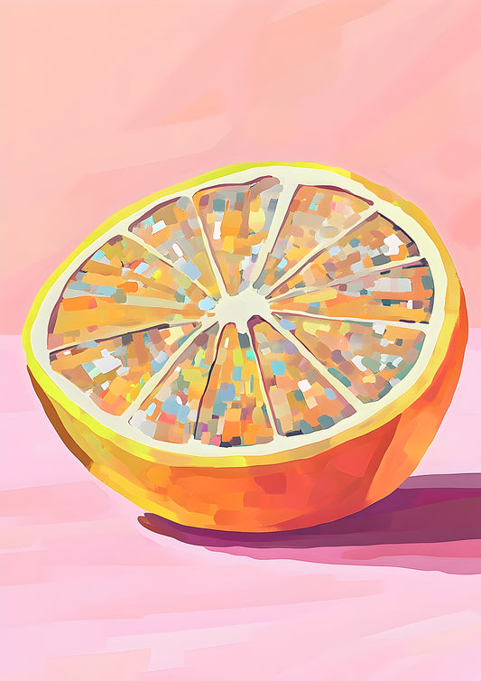 Colourful Abstract Orange Slice Wall Art – Modern Fruit Digital Print