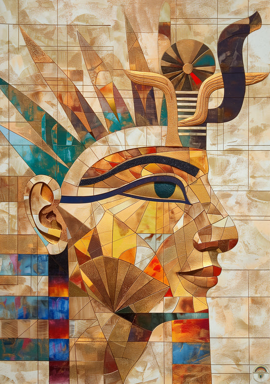 Pharaoh’s Mosaic Digital Art Print – Geometric Egyptian Wall Poster