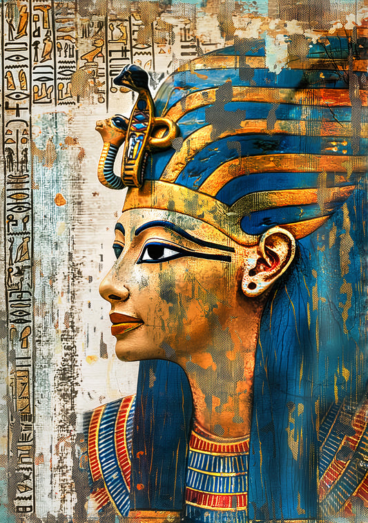 Golden Pharaoh Queen – Egyptian Digital Wall Art | Printable History Poster