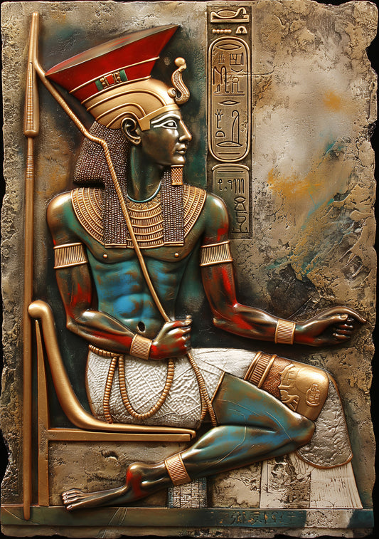 Divine Guardian – Ancient Pharaoh Digital Art Poster | Egyptian Royal Warrior Print