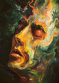 Abstract Cosmic Face – Surreal Colourful Digital Art Poster for Modern Wall Décor
