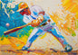 Abstract Baseball Player Digital Art | Vibrant Sports Painting Download