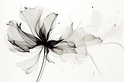 Ethereal Bloom – Abstract Fine-Line Floral Ink Art
