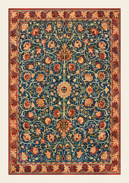 Persian-Inspired Floral Carpet Art – Digital Wall Poster | Vintage Tapestry Style