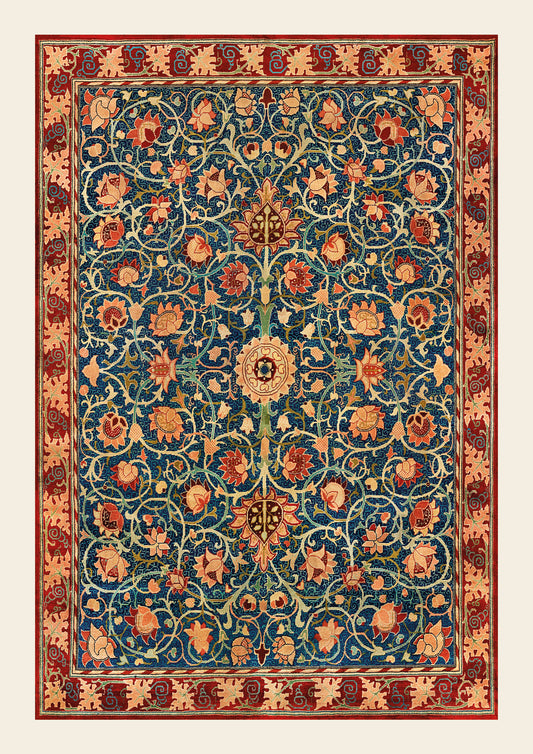 Persian-Inspired Floral Carpet Art – Digital Wall Poster | Vintage Tapestry Style