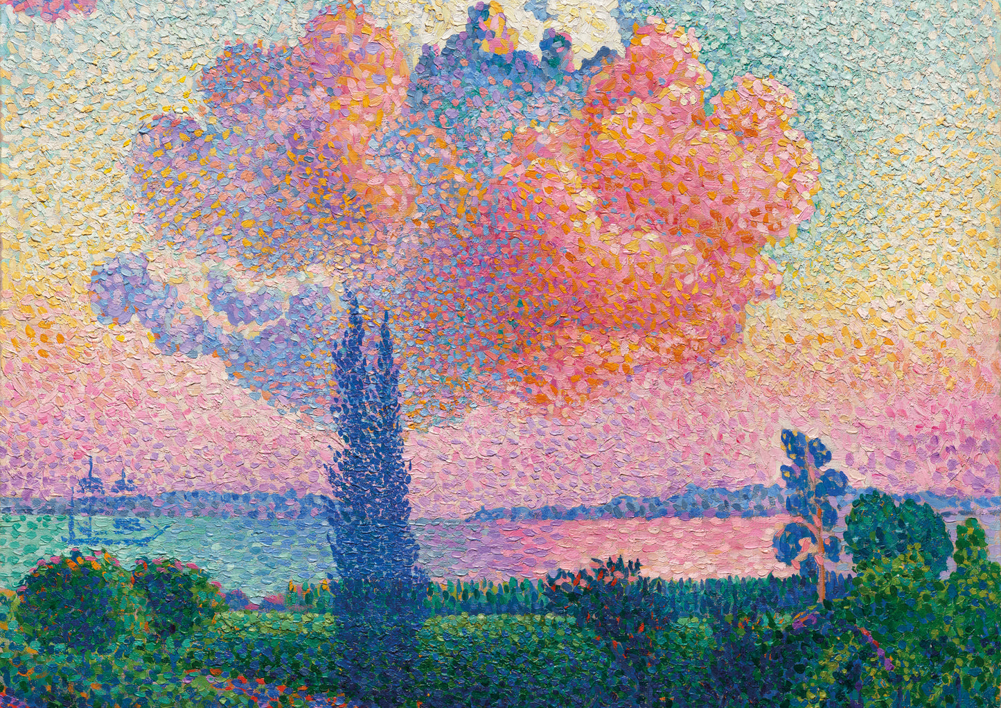 Dreamy Pointillist Sunset Cloud – Impressionist Digital Art Poster