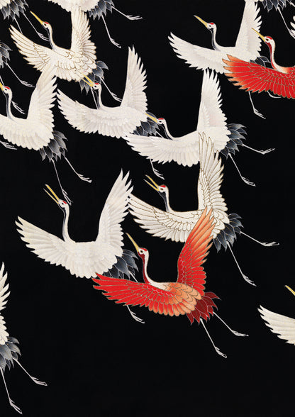 Elegant Japanese Crane Digital Art Poster | Traditional Minimalist Bird Wall Decor