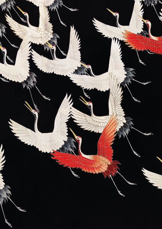 Elegant Japanese Crane Digital Art Poster | Traditional Minimalist Bird Wall Decor