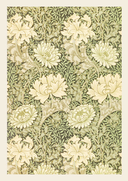 Vintage Green Floral Pattern - Digital Botanical Wall Art