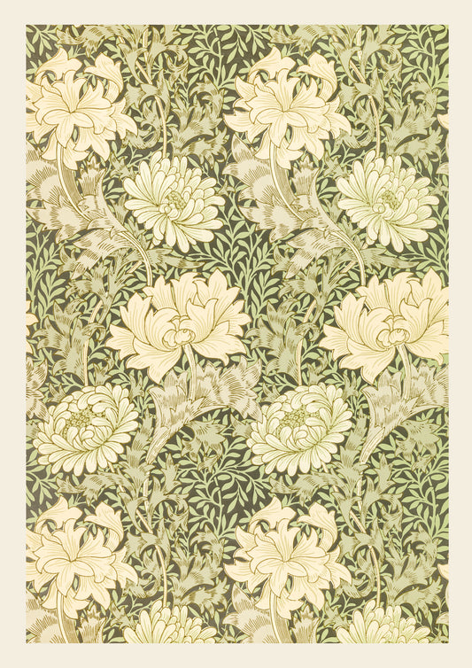 Vintage Green Floral Pattern - Digital Botanical Wall Art