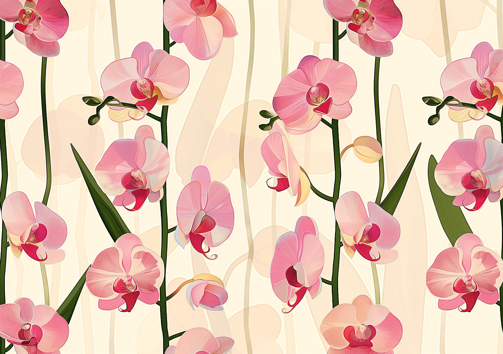 Pink Orchid Watercolour Wall Art | Botanical Digital Download Poster