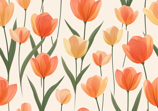 Orange & Yellow Tulip Watercolor Print | Digital Floral Art Poster