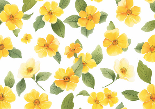 Yellow Floral Pattern Watercolor Art | Digital Download Poster