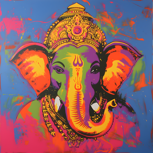 Colorful Pop Art Lord Ganesha Digital Poster – Vibrant Hindu Wall Art Download