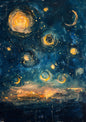 Starry Night Dreamscape Digital Art Poster | Abstract Sky Printable Wall Decor