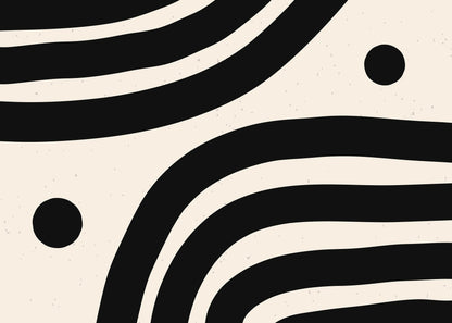 Abstract Wavy Line Art | Modern Minimalist Digital Print | Black & Gray Wall Decor White