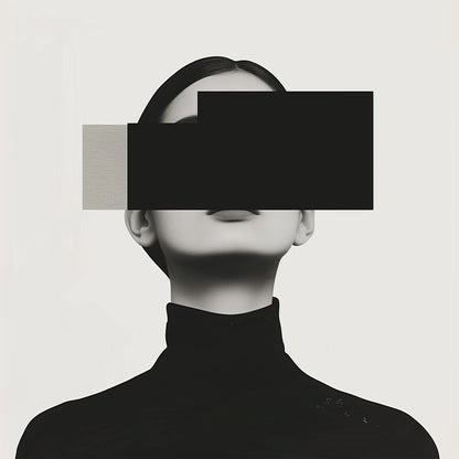 Abstract Minimalist Portrait – Modern Black and White Digital Art Print