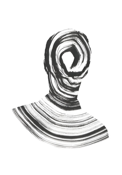 Abstract Expressionist Portrait – Black & White Modern Art Print for Contemporary Interiors