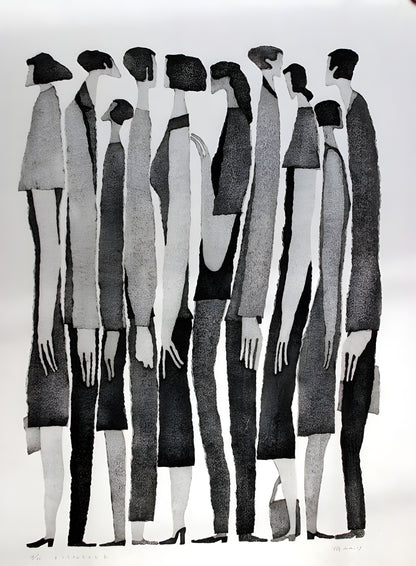 Minimalist Abstract Figurative Art – Modern Black & White Digital Print