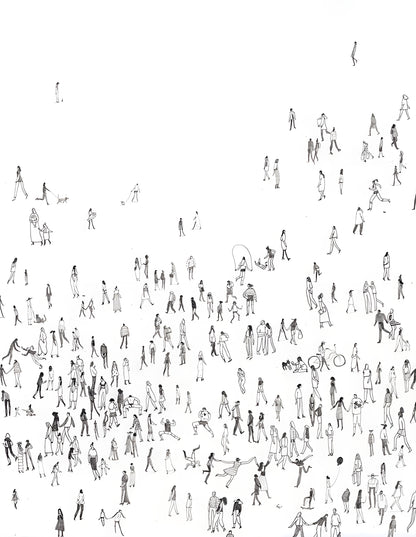 Minimalist Crowd Illustration – Contemporary Line Art Digital Print