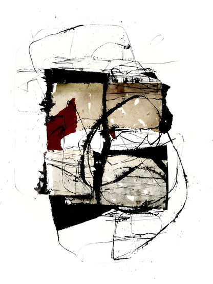 Abstract Expressionist Digital Art – Bold Gestural Mixed-Media Print