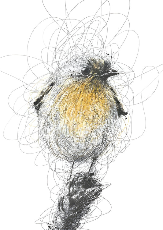 Scribble Bird Digital Art Poster – Abstract Line Drawing Bird Wall Decor