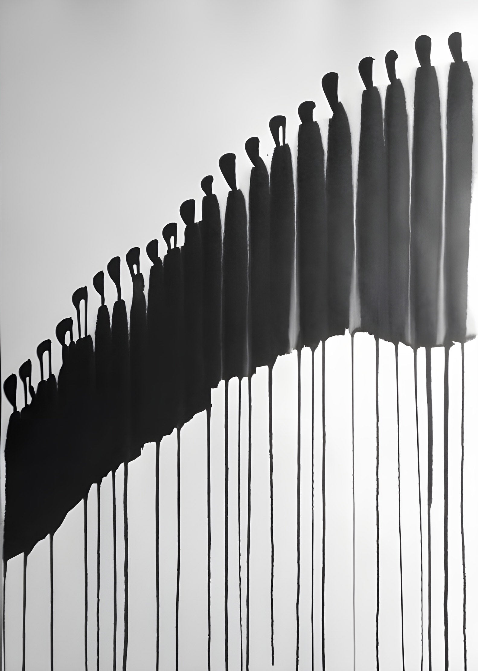 Monochrome Abstract Crowd Art – Dripping Silhouette Digital Poster