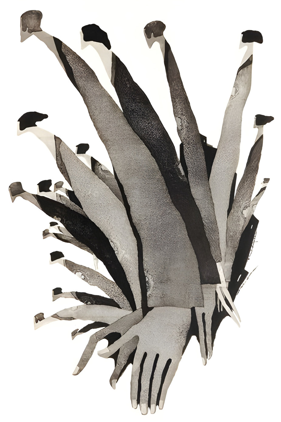 Surreal Ink Hands Illustration - Abstract Black & White Digital Art Poster