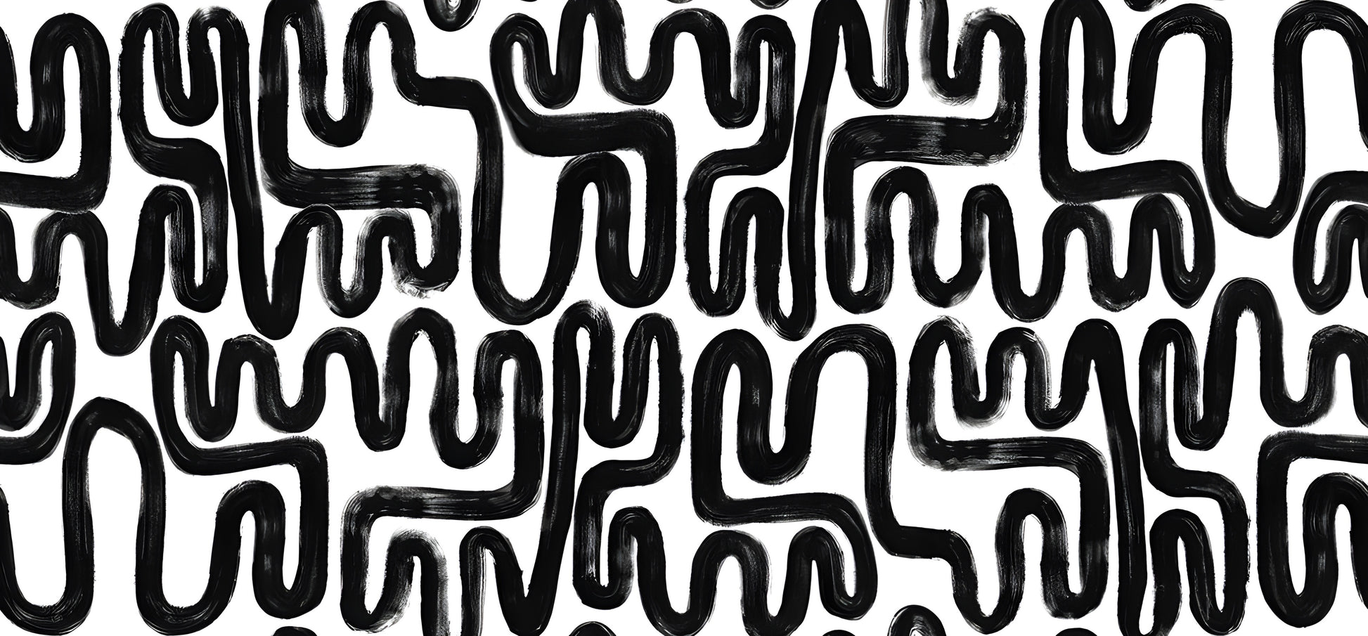 Modern Abstract Black & White Brushstroke Poster – Digital Download