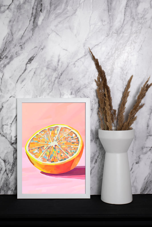 Colourful Abstract Orange Slice Wall Art – Modern Fruit Digital Print